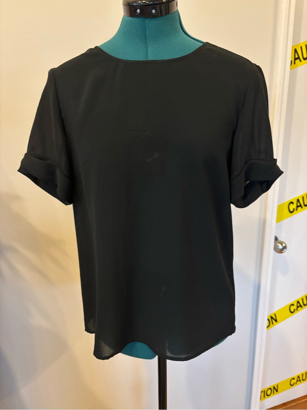 Bettina Liano Italian designer Black Short Sleeve Blouse, 10